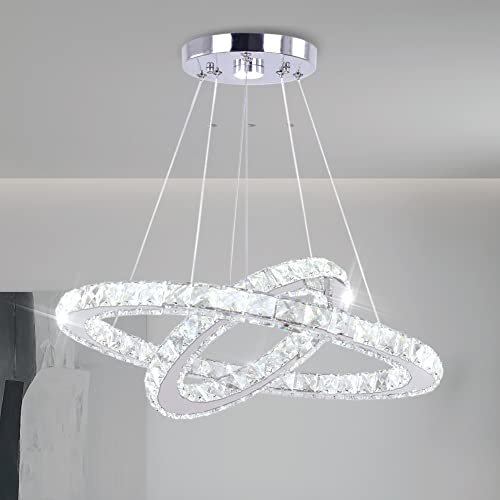 Finktonglan Crystal LED Chandeiler Ceiling Light Lamp Stainless Steel K9 Modern Flush Mount Lights Fixture Square Chandelier for Dining Room Living Room Bedroom (Cool White) by Finktonglan - Used condition - CA$81.24