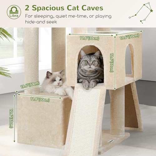 Image of Globlazer Heavy Duty Cat Tree 78 inch Sturdy Cat Tower for 20lbs Large Adult Cats, Symmetrical Aesthetic Big Cat Tree with Extra Large Platform, 2 Scratching Boards, Z78, Beige
