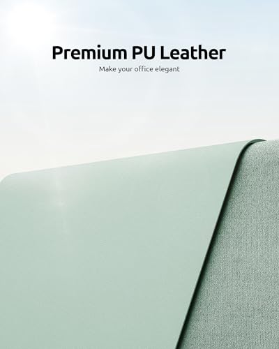 Image of YSAGi Leather Desk Mat, Large Mouse Mat, 60 x 35 cm, Light Green | Non-Slip Desk Pad, Keyboard Mat, Waterproof Table Protector Desk Accessories for Office & Home