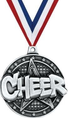 Crown Awards Cheerleading Medals - 2" Silver Cheer Star Medals
