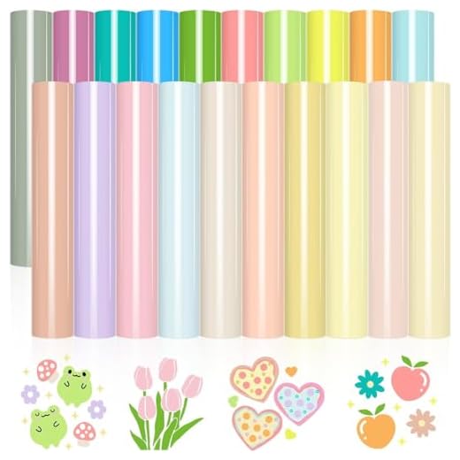 Hurromy Set mit 20 Wärmeübertragungsvinylen, Bohème, 30,5 x 25,4 cm, neutraler Cremefarbton, Beige, HTV-Vinyl für DIY-T-Shirts