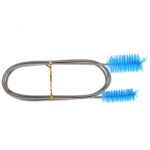 Flexible Hose Cleaning Brush Stainless Steel Filter Pump Spring Brush Double Ended Brush (Blue)