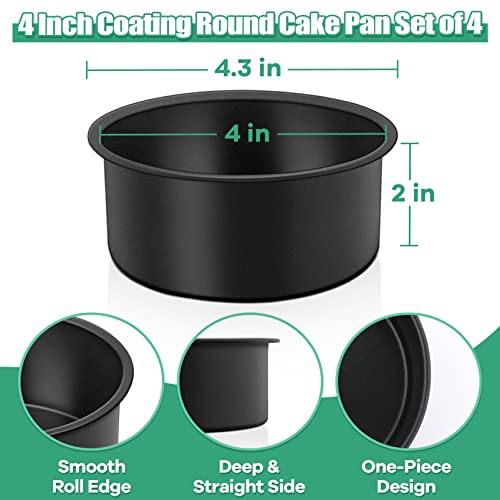 Teamfar 4 Inch Cake Pan, Mini Round Baking Layer Cake Pan Set Of 4, With Non-Stick Coating Stainless Steel Core For Birthday, Party, Wedding, Healthy & Heatproof, Release Easily & Easy Clean #TOP1