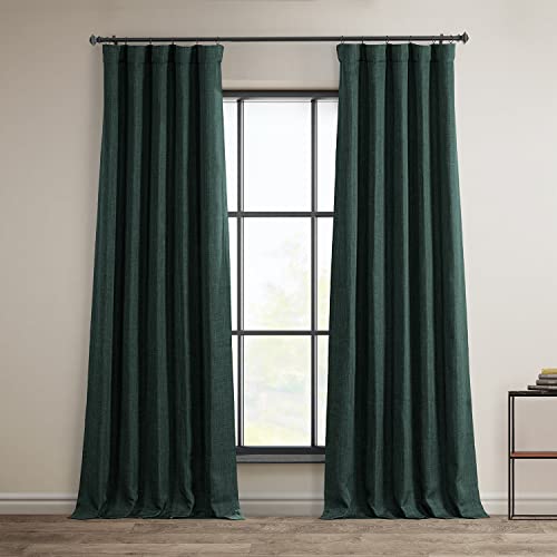 HPD Half Price Drapes Faux Linen Room Darkening Curtains for Bedroom 50 X 96, BOCH-LN21328-96 (1 Panel), Focal Green