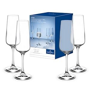 Villeroy & Boch – Ovid Bicchiere da Champagne, Spumante Set di 4 Trasparente, Lavabile in Lavastoviglie, Flutes Champagne Cristallo, Flute Prosecco, Set Bicchieri Champagne, Cristallo