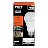 Feit Electric A19 LED Light Bulb, 3-Way Adjustable Wattage 30/70/100W Equivalent, E26 Base, Non-Dimmable, 1600 Lumen, 2700K Soft White, General Home Lighting, 25,000-Hour Lifetime, A30/100/927CA