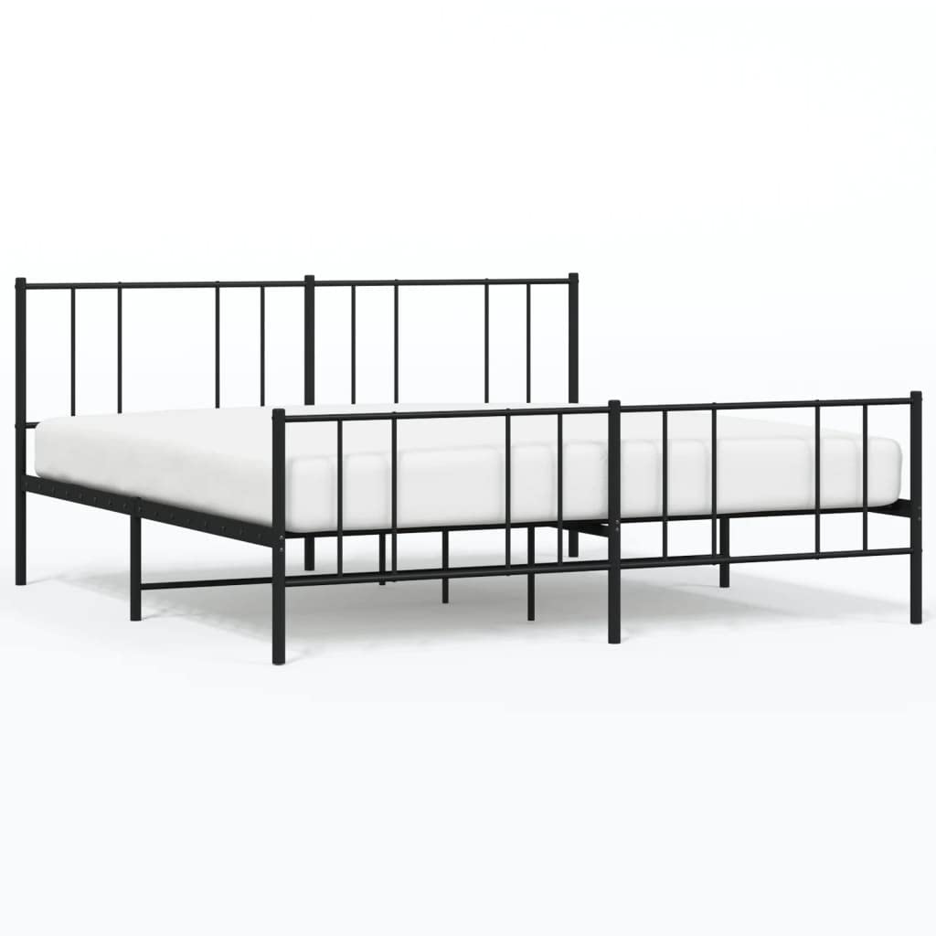 Telaio letto con testiera e pediera in metallo nero 193 x 203 cm Cornice da letto per soggiorno Telaio per camera da letto Struttura del letto dell'hotel Adatto per camera da letto