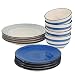 ProCook Coastal Tafelservice - 12-teilig - mit Müslischalen - Steinzeug - Blau - handgearbeitetes Design - reaktive Glasur - Tafelgeschirr - Geschirrset - für 4 Personen
