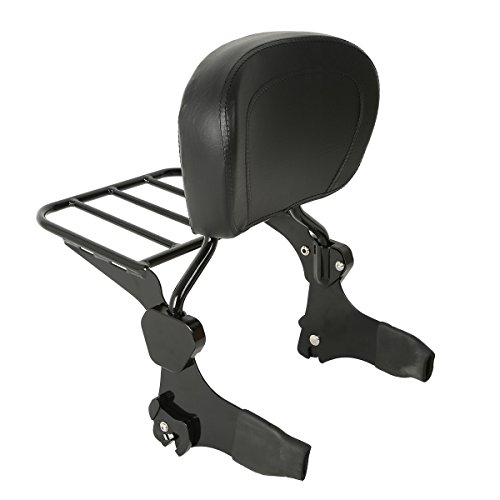 XMT-MOTO Black Detachable Backrest Sissy Bar W/Luggage Rack Fit for Harley HD Touring Models