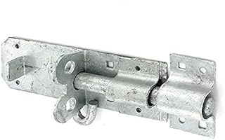 Merriway BH04255 2 A Brenton Type Heavy Duty Galvanised Rust Proof Padbolt Including Fittings, 200 mm, 8 inch, Silver