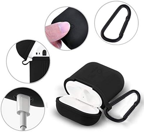 Case for Airpods Accessories Set, Filoto Airpod Silicone Case Cover with Keychain/Accessories Storage Travel Box for Apple Airpods 2&1, Best Gift for Your Air Pod (Black)
