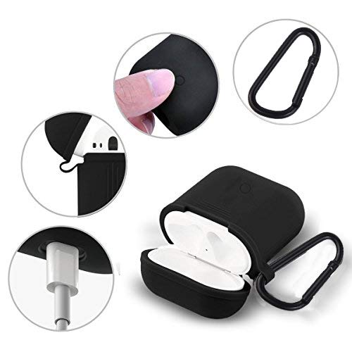 Case For Airpods Accessories Set, Filoto Airpod Silicone Case Cover With Keychain/Accessories Storage Travel Box For Apple Airpods 2&1, Best Gift For Your Air Pod (Black) #TOP1