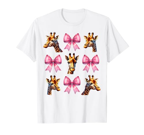 Coquette Bow Giraffe Girl Mom Mother Day Pink Camiseta