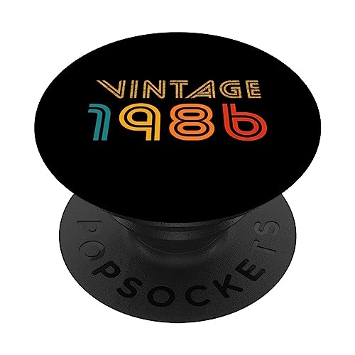 Camiseta vintage de 1986 para hombres y mujeres, regalo de cumpleaños 37 años PopSockets PopGrip Intercambiable