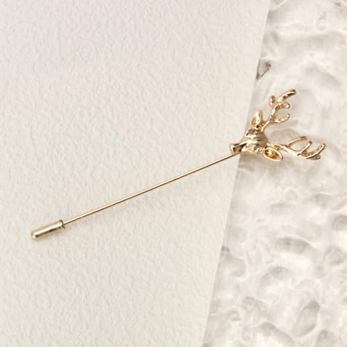Image of wynameleri Men's Metalic Brooches and Pins, Gold Lapel Pin for Men, Shirt Stud Flower Deer Feather Pins