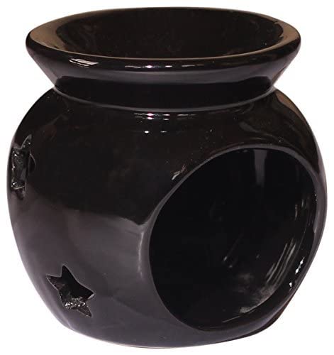 Gifts For Mom - Abhandicrafts - Ceramic - Essential Oil Burner, Perfect Handmade Fragrance Wax For Fragrance & Aromatherapy - Great Decoration For Living Room, Balcony, Porch & Garden (Black) #TOP1