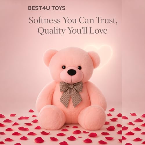 Image of Giant Teddy Bear 3 Feet - Soft Plush Stuffed Toy for Kids & Girlfriend, Soft Toy for Kids - Birthday Gift for Girls, Plush Toy Big Cuddly Hugging Bear, Gifts for Valentine's Day (Pink)