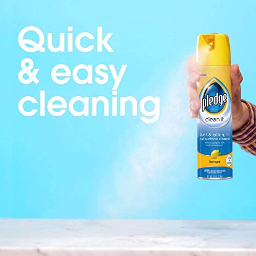 Image of Pledge Dust & Allergen Multisurface Cleaner, Aerosol Spray, Lemon Scent, 9.7oz