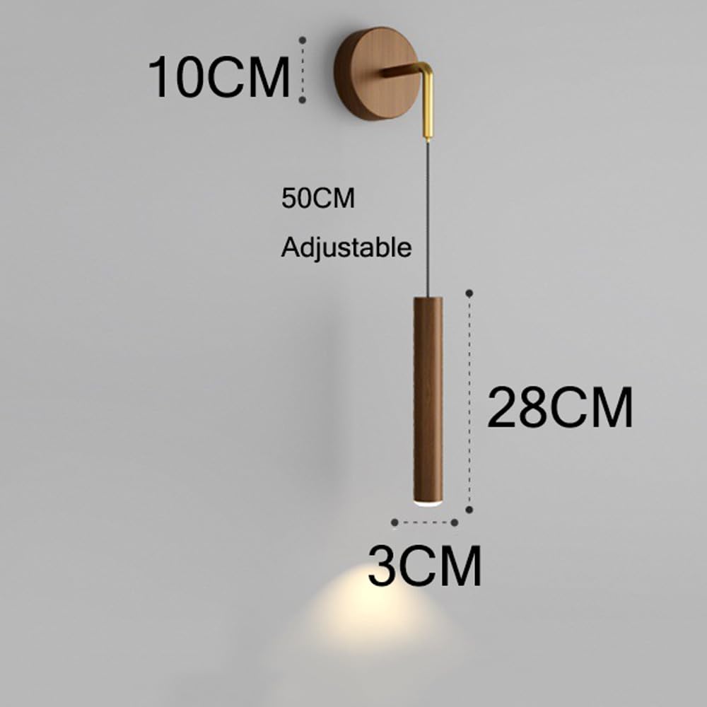 Applique da Parete Moderna Minimalista in Legno Stile Nordico, con Striscia LED, Lampada Rustica per Interni, apparecchio di Illuminazione per Camera da Letto, complemento d'arredo