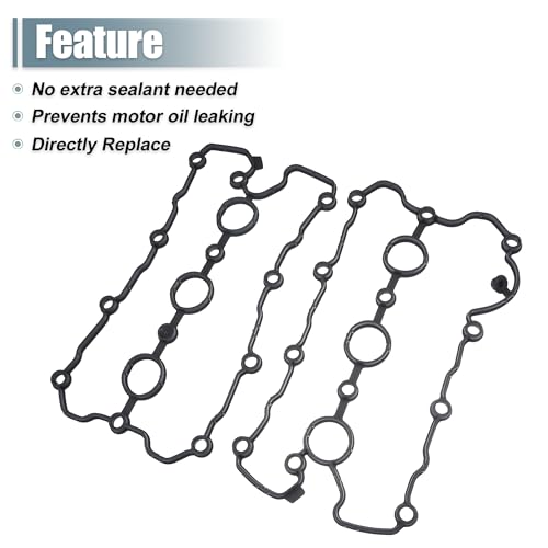 Image of uxcell Engine Valve Cover Gaskets No.06E103483G /06E103484G for Audi A6 Quattro 2005-2008 Black