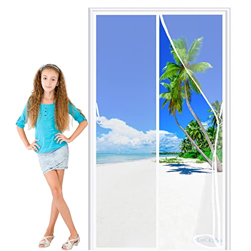 Moustiquaire de porte magnétique 115x210 cm blanc rideau anti moustique - 2