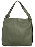 Zwillingsherz Rucksacktasche 100% Echtleder - Hochwertige 2 in 1 Rucksacktasche für Damen Frauen Mädchen – Groß und elegant - Schultertasche Rucksack - khaki