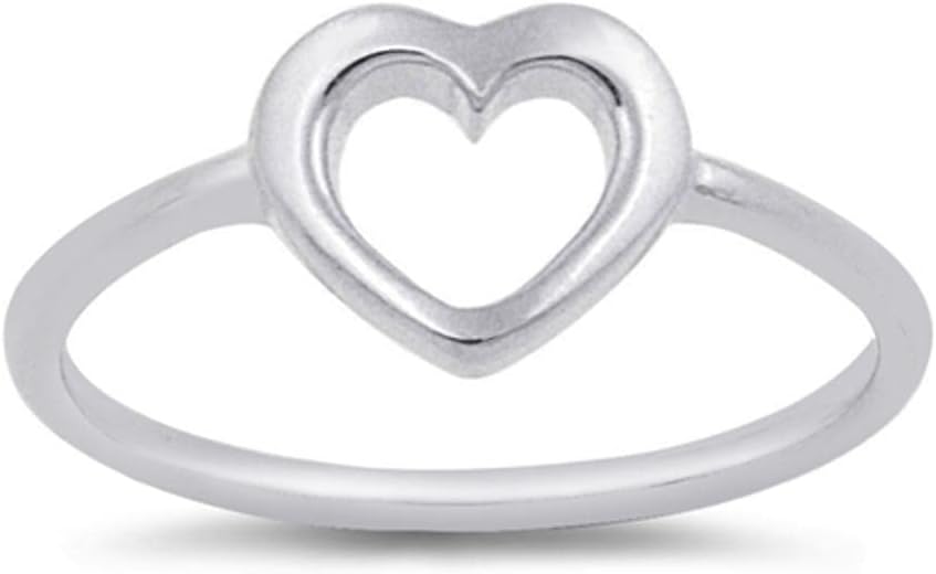 Women's Heart Simple Promise Ring New .925 Sterling Silver Band Sizes 1-10