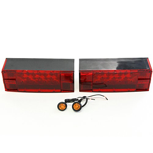 Red Hound Auto (2) Led Submersible Combination Trailer Tail Lights Boat & (2) Amber Side Marker #TOP1