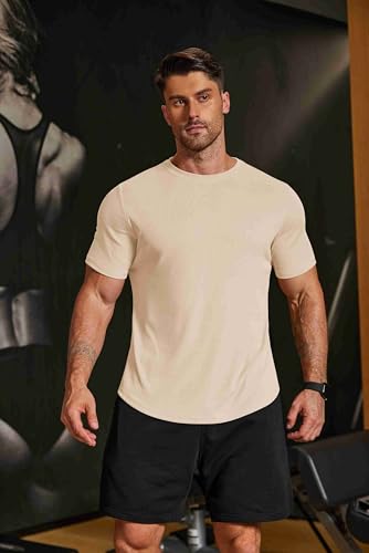 Image of COOFANDY Mens Muscle T Shirts Short Sleeve Slim Fit Tshirts Gym Workout Athletic Crewneck Shirt