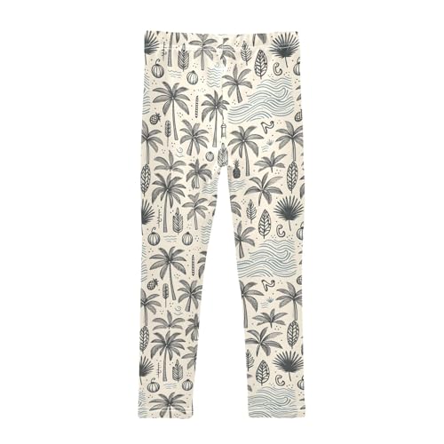Coconut Tree Retro Girls Leggings Athletic Pants Tights Stretch Bottom2