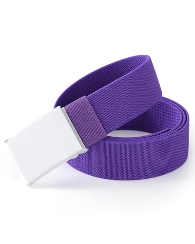 Image of Mile High Life Stretch Canvas Belt for Men, Golf Casual Elastic Web Belt, Top Military Buckle, Adjustable Cut to Fit