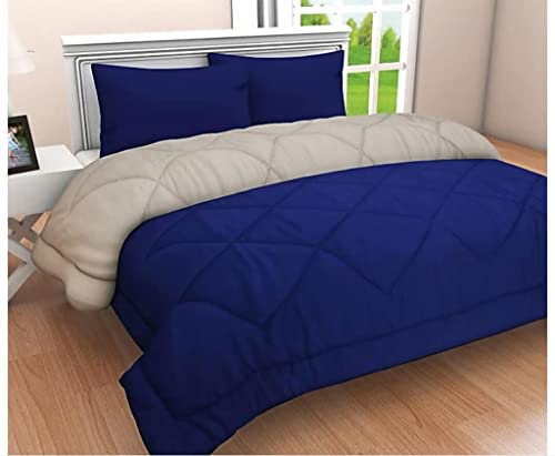 RajasthaniKart Microfiber Reversible Comforter, Double (Blue and Grey, 200 GSM)