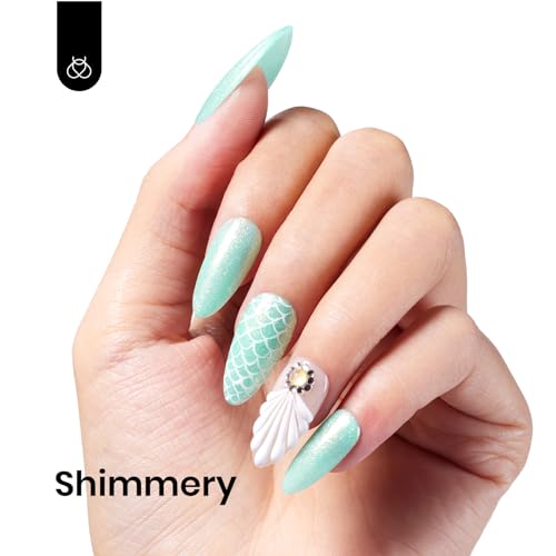 Image of Beetles Mint Green Gel Polish - 15ml Spring Glitter Gel Nail Polish Mermaid Turquoise Shimmer UV Nail Gel Polish Soak Off LED Nail Art Design DIY Home Gift for Women