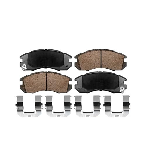 Image of Detroit Axle - Front and Rear Ceramic Brake Pads with Hardware Replacement | for 1993 1994 1995 1996 Subaru Impreza Legacy - 6pc Set
