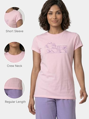 Image of Enamor Short Sleeve Crew Neck Regular Length Basic Crew T-Shirt - Slim Fit, Soft and Breathable Stretch Cotton - E147