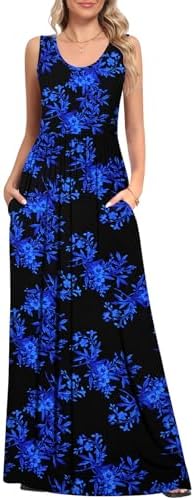 Maxi Dress Sleeveless Long Dresses with Pockets S-2XL