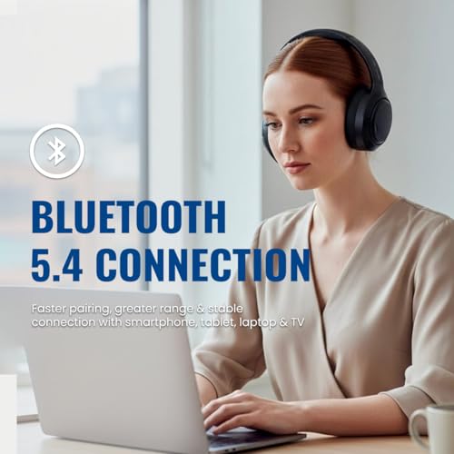 VIBE-TECH Wireless Headphones with 40mm Titanium Drivers, 70-Hour Playtime, Bluetooth 5.4, 5-Mic ENC Noise-Cancelling Calls, Lightweight Over-Ear Comfort, USB-C Fast Charging – Black - Image 5