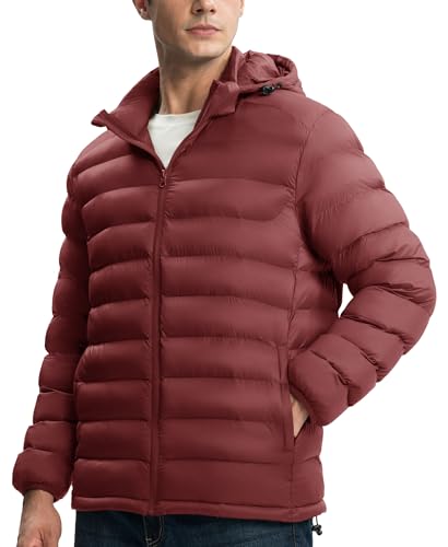 Image of Gopune Men's Lightweight Puffer Jacket Detachable Hooded Water Resistant Puffy Winter Down Jackets for Snow Ski Travel