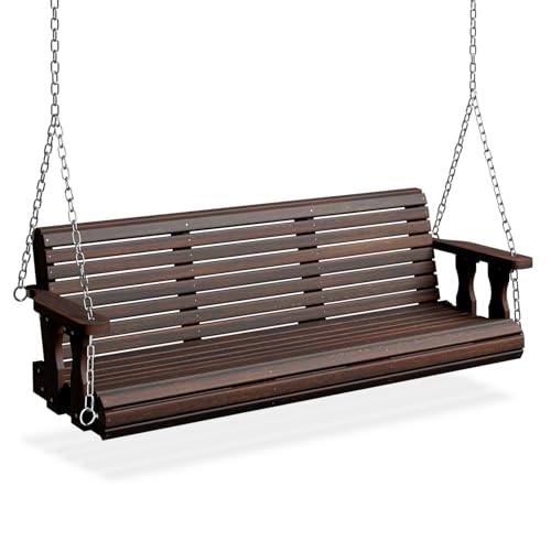 VINGLI 2026 Upgraded 5 FT Wooden Porch Swing, 880 LBS Heavy Duty, Rustic