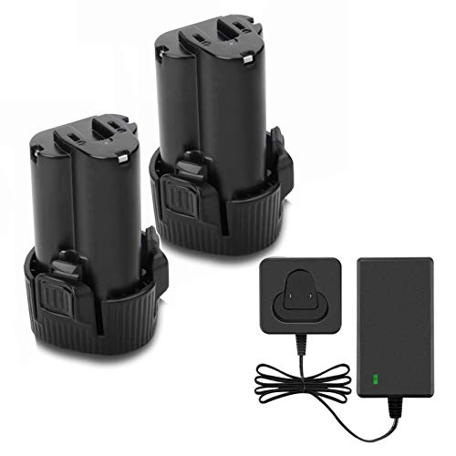 Exmate 2Pack 10.8V 2.5Ah Li-ion Replacement Battery with 10.8V-12V Li-ion Battery Charger Compatible with Makita BL1013 Makita BL1014 194550-6 194551-4 195332-9 Cordless Power Tool