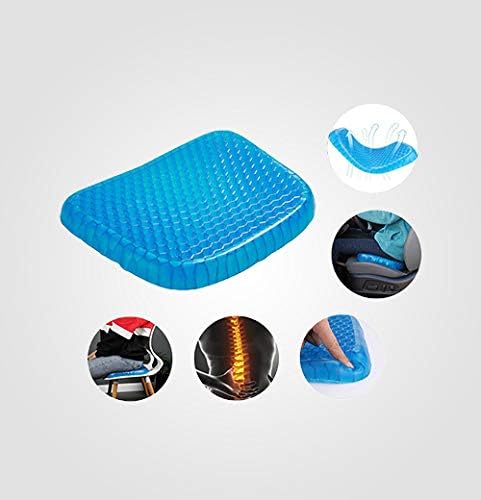 Image of Gel Seat Cushion, Double Layer Cushion with Non-Slip Cover, Cool Egg Chair Sea for Pressure Relief, Breathable Honeycomb for Office Wheelchair Car Seat (Rectangular)