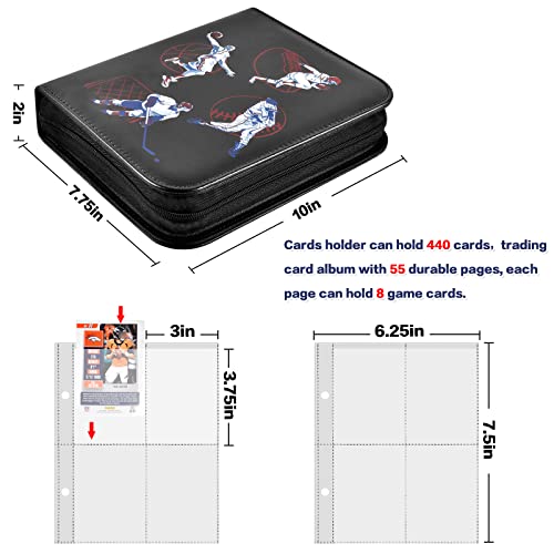 Football Card Binder Holder For Nfl Cards/ For Topps Baseball Cards 2022 Series. Basketball Cards Collection Album For Sports Trading Card, 440 Pockets Protector Case For Pm Tcg (Box Only)-Black #TOP4