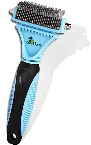 Dudi Pet Grooming Comb - with 2 Sided Professional Grooming Rake for Cats & Dogs - Safe Dematting Comb for Easy Mats & Tangles Removing - No More Nasty Mats and Flying Hair