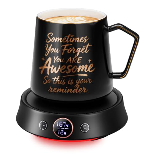 Dltsli Coffee Mug Warmer & Mug Set, Electric Cup Warmer for Desk, 12H Timer