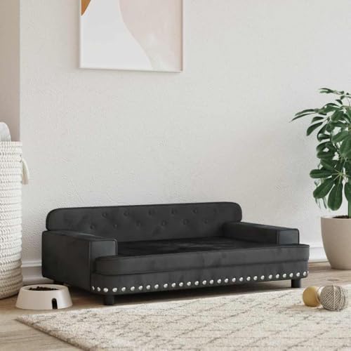 vidaXL Hundebett, Hundekissen mit weicher Polsterung, Hundesofa Hundecouch für kleine Hunde Haustiere, Haustierbett Katzenbett, Schwarz Samt