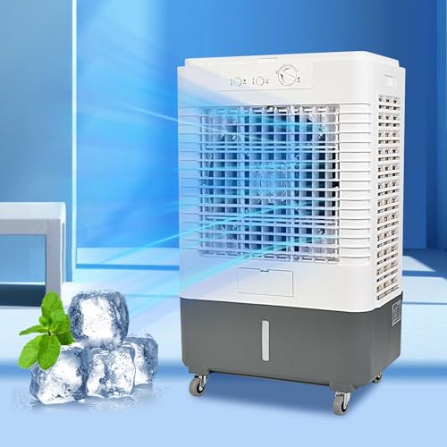 Enfriador de aire evaporativo portátil – Enfriador de pantano de 3 velocidades, 50 L/13.2 galones de aire acondicionado al aire libre para uso comercial, refrigeración eficiente para fábricas y patios