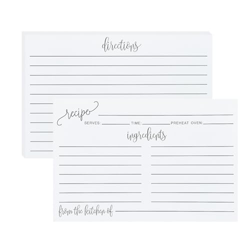 Laroder 50 Pack 4x6 Recipe Cards Double Sided for Bridal