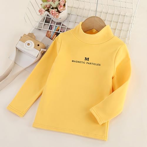 Base Layer Tops for Kids Mock Turtleneck Long Sleeve Thick Fleece Soft Thermal Underwear Winter Basic T-Shirts3