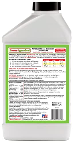 I Must Garden Deer Repellent Concentrate – 32Oz: Mint Scent Deer Spray For Plants – Natural Ingredients - Makes 2.5 Gallons & Covers 10,000 Sq Ft #TOP1