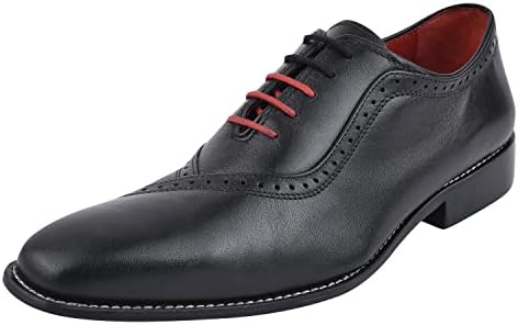 LIBERTYZENO Mens Burnished Toe Genuine Leather Adults Lace Up Oxford Dress Shoes for Prom Graduation